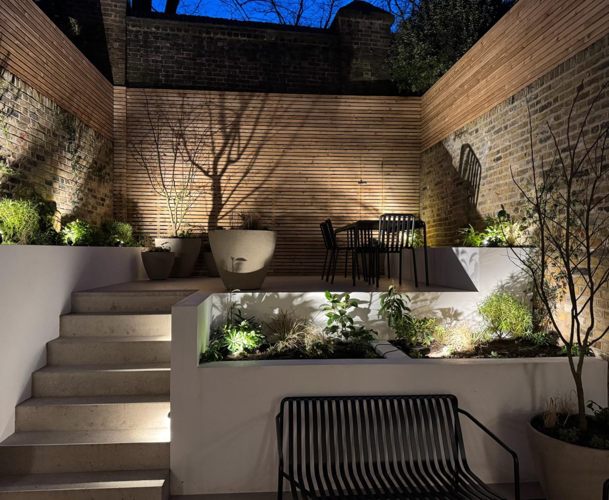 Completed luxury rear garden renovation in Chelsea London